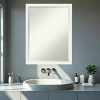 Miroir mural de salle de bain Amanti Art Bethany, encadré de bois biseauté d'un demi-pouce