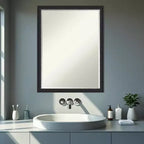 Miroir mural de salle de bain Amanti Art Bethany, encadré de bois biseauté d'un demi-pouce