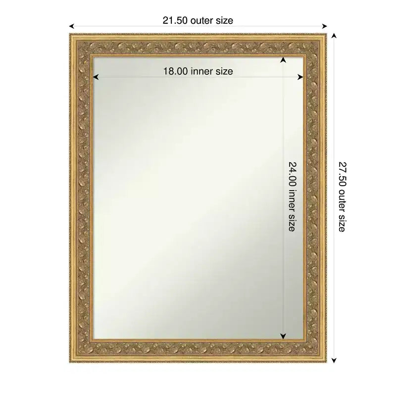 Amanti Art Carter Miroir mural de salle de bain avec cadre en bois doré foncé non biseauté