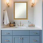 Amanti Art Carter Miroir mural de salle de bain avec cadre en bois doré foncé non biseauté