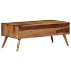 vidaXL Table basse bois massif miel 100x50x39 cm Incrustations décoratives
