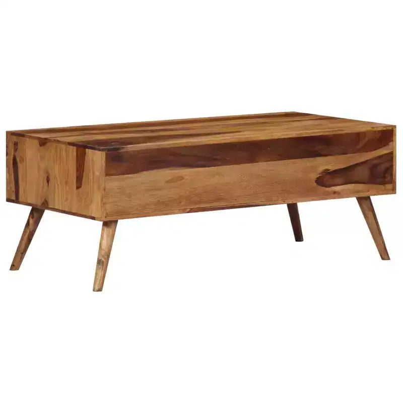 vidaXL Table basse bois massif miel 100x50x39 cm Incrustations décoratives