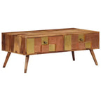 vidaXL Table basse bois massif miel 100x50x39 cm Incrustations décoratives
