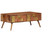 vidaXL Table basse bois massif miel 100x50x39 cm Incrustations décoratives