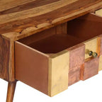 vidaXL Table basse bois massif miel 100x50x39 cm Incrustations décoratives