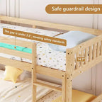 JOYMOR Lit superposé jumeau bas pour enfants/juniors, cadre de lit superposé double en bois avec garde-corps et échelle pour garçons et filles, matelas non inclus