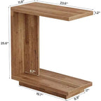 Table d'appoint en forme de C à 2 niveaux Lantine pour canapé, avec pied robuste, table de bout de canapé industrielle pour salon, chambre (marron noyer)