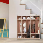 Casier de rangement pour enfants, portemanteau roulant avec crochets et compartiments, conception sûre pour les enfants, pour l'école, la salle de classe, le vestiaire, la garderie