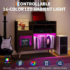 Meuble de rangement pour tourne-disque en vinyle rustique, support pour tourne-disque, capacité jusqu'à 350 albums, table de tourne-disque pour chambre à coucher