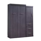 Lit escamotable avec armoire et tiroirs, lits armoire escamotables pour chambre d'amis et bureau, gris