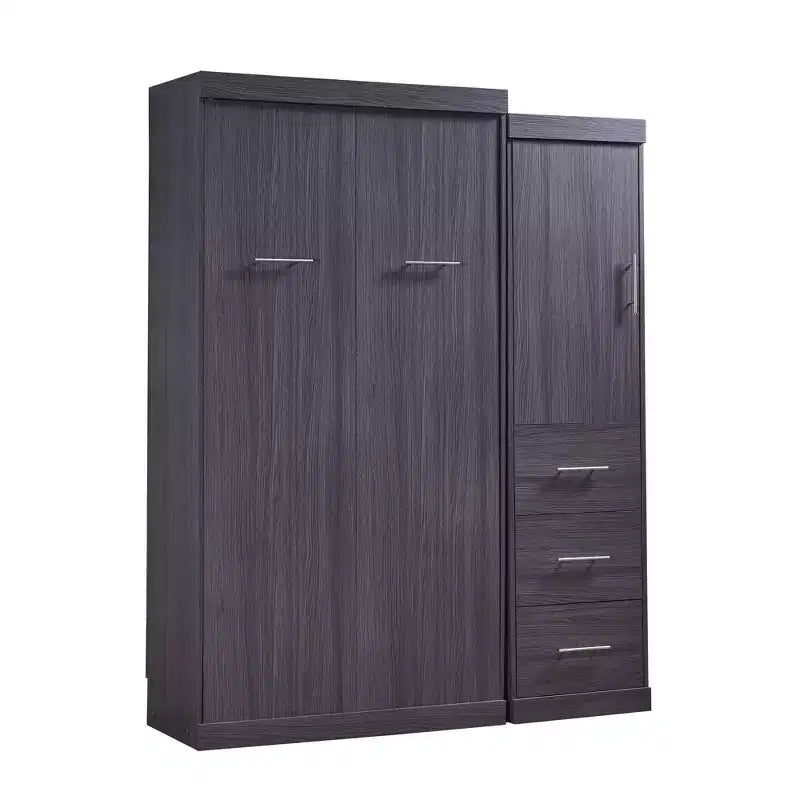 Lit escamotable avec armoire et tiroirs, lits armoire escamotables pour chambre d'amis et bureau, gris