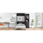 Lit escamotable avec armoire et tiroirs, lits armoire escamotables pour chambre d'amis et bureau, gris