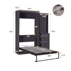 Lit escamotable avec armoire et tiroirs, lits armoire escamotables pour chambre d'amis et bureau, gris
