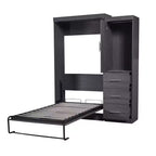Lit escamotable avec armoire et tiroirs, lits armoire escamotables pour chambre d'amis et bureau, gris