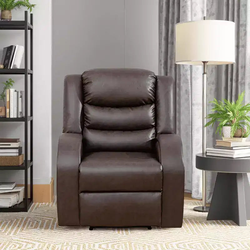MAYEERTY Fauteuil inclinable en similicuir, Fauteuil relax à dossier réglable pour salon, Marron