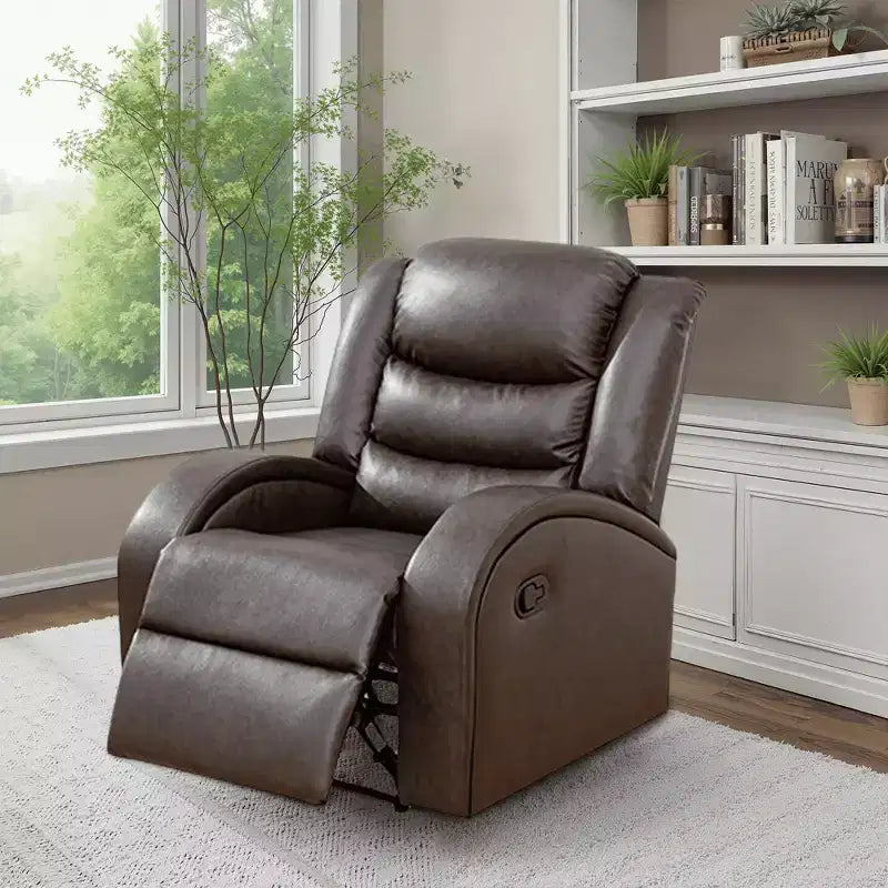 MAYEERTY Fauteuil inclinable en similicuir, Fauteuil relax à dossier réglable pour salon, Marron