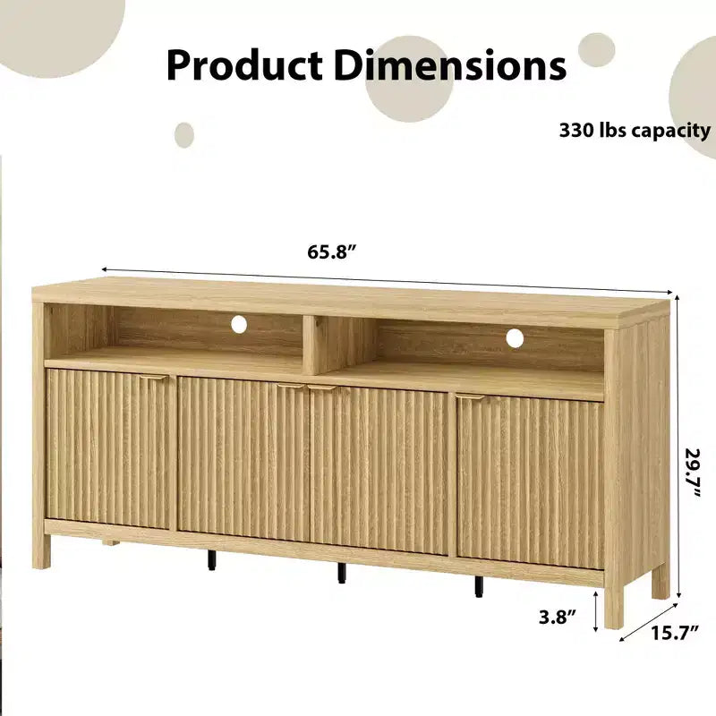 Buffet encastré à 4 portes, Grand buffet de cuisine, Buffet de style Mid-Century avec table de bar ou bar à café en bois pour salon, salle à manger ou entrée