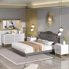 Commode de chambre à 7 tiroirs, grande coiffeuse de 136 cm avec pieds en métal, grand espace de rangement, convient pour chambre, salon, entrée