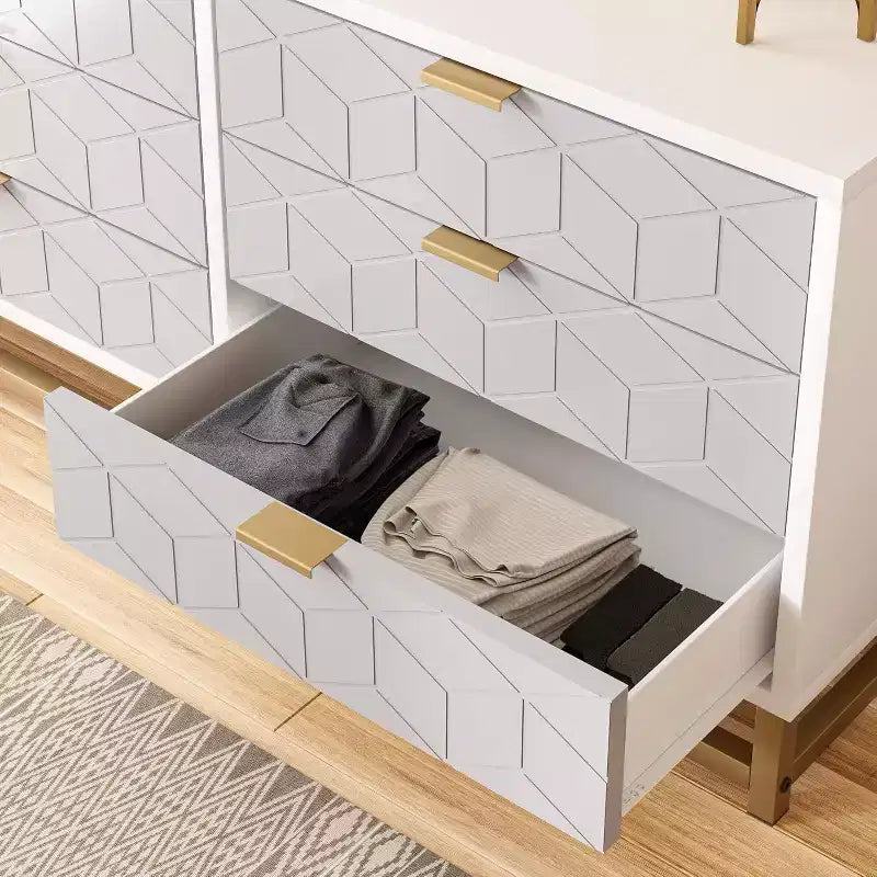 Commode de chambre à 7 tiroirs, grande coiffeuse de 136 cm avec pieds en métal, grand espace de rangement, convient pour chambre, salon, entrée