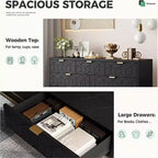 Commode de chambre à 7 tiroirs, grande coiffeuse de 136 cm avec pieds en métal, grand espace de rangement, convient pour chambre, salon, entrée
