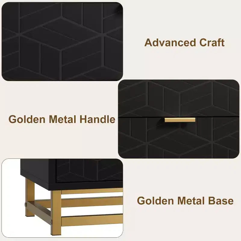 Commode de chambre à 7 tiroirs, grande coiffeuse de 136 cm avec pieds en métal, grand espace de rangement, convient pour chambre, salon, entrée