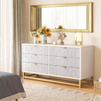 Commode de chambre à 7 tiroirs, grande coiffeuse de 136 cm avec pieds en métal, grand espace de rangement, convient pour chambre, salon, entrée