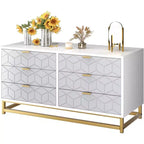 Commode de chambre à 7 tiroirs, grande coiffeuse de 136 cm avec pieds en métal, grand espace de rangement, convient pour chambre, salon, entrée