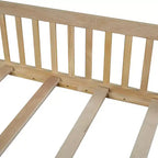 Lit plateforme en bois pleine grandeur en forme de maison avec garde-corps, cadre de lit en bois massif au sol avec tête de lit en forme de maison pour enfants