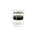 Signature Design by Ashley Nedman Table d'appoint contemporaine noire et or avec haut-parleur Bluetooth