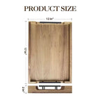 Plateau de service 17" en acacia C, plateau en bois avec poignées en métal (marron, pour table basse/bar/cuisine/salle de bain)