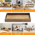 Plateau de service 17" en acacia C, plateau en bois avec poignées en métal (marron, pour table basse/bar/cuisine/salle de bain)