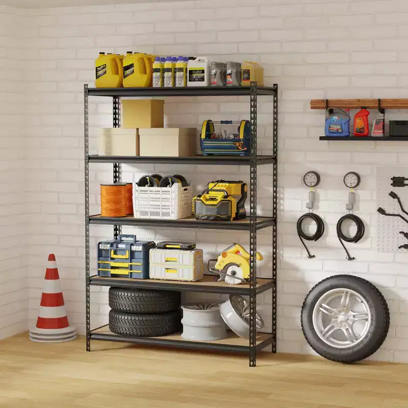 Étagères de rangement de garage à 5 niveaux, étagères utilitaires robustes en métal, étagères de rangement réglables pour garage, cuisine, sous-sol