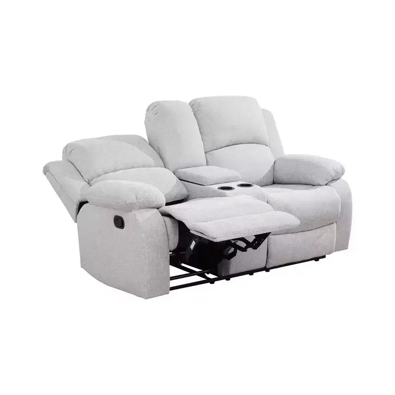 MAYEERTY Causeuse inclinable, Fauteuil inclinable 2 places en tissu résistant à l'usure avec rangement et porte-gobelets pour salon, Gris