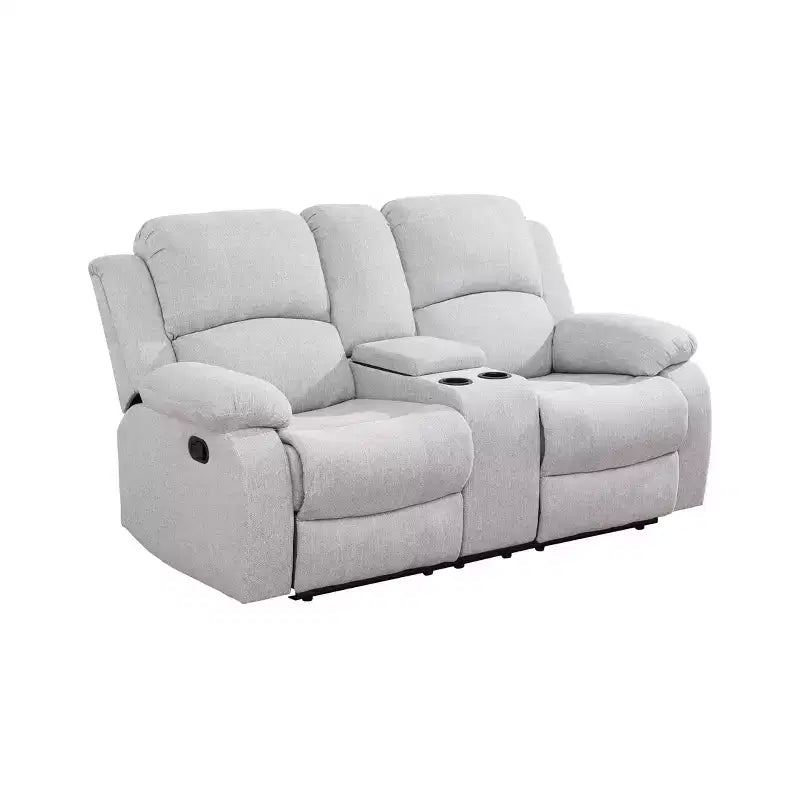 MAYEERTY Causeuse inclinable, Fauteuil inclinable 2 places en tissu résistant à l'usure avec rangement et porte-gobelets pour salon, Gris