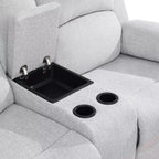 MAYEERTY Causeuse inclinable, Fauteuil inclinable 2 places en tissu résistant à l'usure avec rangement et porte-gobelets pour salon, Gris