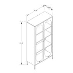 GDFStudio Charleston Armoire d'appoint haute moderne à 2 portes avec portes en verre cannelé