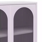 GDFStudio Charleston Armoire d'appoint haute moderne à 2 portes avec portes en verre cannelé