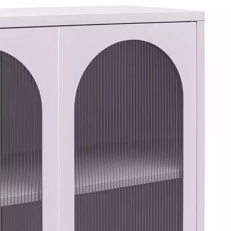 GDFStudio Charleston Armoire d'appoint haute moderne à 2 portes avec portes en verre cannelé