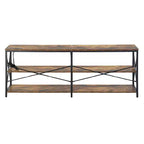 Meuble TV FurnitureR 160 cm avec lumières LED et station d'alimentation, centre de divertissement avec étagères de rangement, ports USB et prises, 178 cm, marron