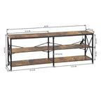Meuble TV FurnitureR 160 cm avec lumières LED et station d'alimentation, centre de divertissement avec étagères de rangement, ports USB et prises, 178 cm, marron