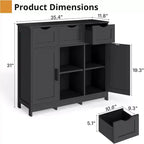Zevemomo Buffet de ferme moderne avec tiroir et étagère réglable, armoire de rangement de cuisine et de bar à café pour salle à manger, noir