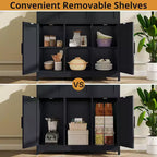 Zevemomo Buffet de ferme moderne avec tiroir et étagère réglable, armoire de rangement de cuisine et de bar à café pour salle à manger, noir