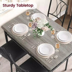 Table et chaises de cuisine pour 4 personnes, Ensemble de table à manger pour 4 avec chaises rembourrées, Ensemble de table de cuisine en métal et bois, Ensemble de table à manger rectangulaire