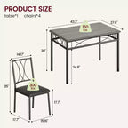 Table et chaises de cuisine pour 4 personnes, Ensemble de table à manger pour 4 avec chaises rembourrées, Ensemble de table de cuisine en métal et bois, Ensemble de table à manger rectangulaire