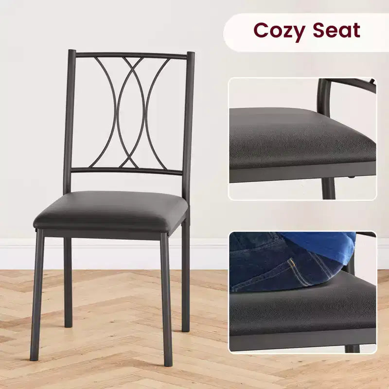 Table et chaises de cuisine pour 4 personnes, Ensemble de table à manger pour 4 avec chaises rembourrées, Ensemble de table de cuisine en métal et bois, Ensemble de table à manger rectangulaire