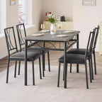 Table et chaises de cuisine pour 4 personnes, Ensemble de table à manger pour 4 avec chaises rembourrées, Ensemble de table de cuisine en métal et bois, Ensemble de table à manger rectangulaire
