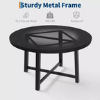 Table à manger ronde de 47" pour 4 personnes, table de salle à manger de cuisine avec cadre métallique robuste, table de cuisine ronde en bois pour un gain de place