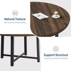 Table à manger ronde de 47" pour 4 personnes, table de salle à manger de cuisine avec cadre métallique robuste, table de cuisine ronde en bois pour un gain de place