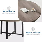 Table à manger ronde de 47" pour 4 personnes, table de salle à manger de cuisine avec cadre métallique robuste, table de cuisine ronde en bois pour un gain de place