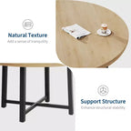 Table à manger ronde de 47" pour 4 personnes, table de salle à manger de cuisine avec cadre métallique robuste, table de cuisine ronde en bois pour un gain de place